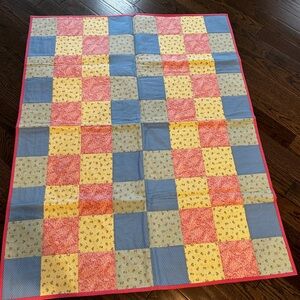 Handmade Patchwork Quilt with Multi-pink back